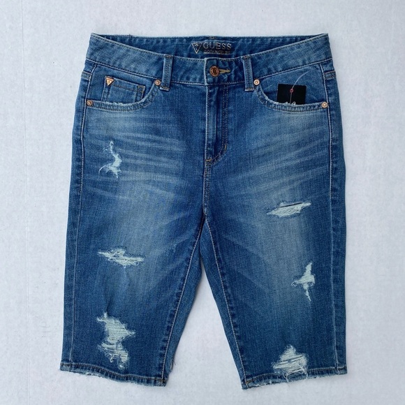 New GUESS Destroyed Biker Shorts SZ 27 - Picture 1 of 10